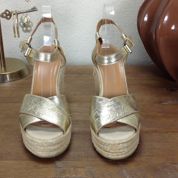 ❌Marc by Marc Jacobs Gold Leather Wedge Espadrille - Picture 2 of 8